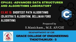 GRACECOE-CP4161 -ME CSE I/I-Shortest Path Algorithms (Dijkstra's algorithm, Bellman Ford Algorithm)