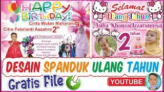 DESAIN SPANDUK ULANG TAHUN ANAK ANAK  TEMA HELLO KITY dengan coreldraw