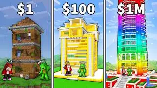 JJ and Mikey: From POOR To OP Skyscraper in Minecraft!
