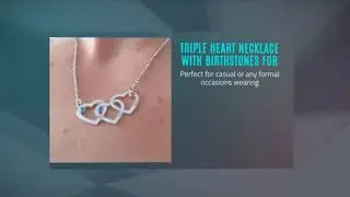 Personalized Triple Heart Necklace With Birthstones For Mom