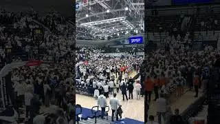 #PennState students storm the court of Rec Hall following the upset over No. 12 #Illinois.