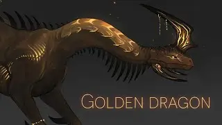 Golden dragon design (Adoptable) - SPEEDPAINT | Clip studio paint