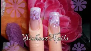 ❃Purple Daisies (3D) Acrylic Nails/Margaritas Moradas en 3D ❃