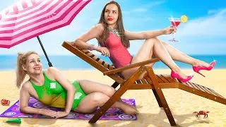 Cewek Kaya vs Cewek Bokek Di Pantai / Rutinitas Orang Kaya vs Orang Bokek