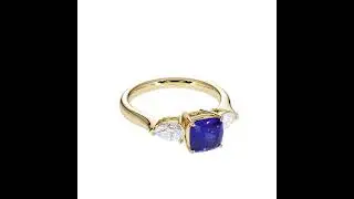 Atyaza Inc Yellow Gold Blue Sapphire and Diamond Engagement Ring ATZR 0785