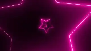 Abstract Background With Neon Star Shapes Moving on Camera with Tunnel Effect