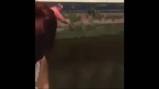Fat guy jumps in water
