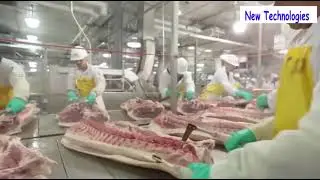 Incredible Amazing Pork Meat Cutting Processing Line, Modern Sausage Production Factory Technology