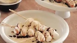 Air Fryer Recipe | Fried Rice Cake With Chocolate Sauce and Soybean Powder