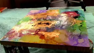 Alcohol Ink Octopus Abstract (Fast) Image 30 x 30 centimeter gesso board