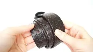 Ремень из кожи буйвола.Коричневый с тиснением в стиле "Bottega" (Видео-обзор)
