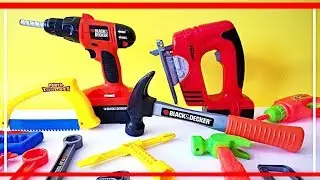 Educational video for kids with toy hand tools learning animal names