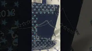 Сумка-шоппер на молнии CD FABRIC искусственный джинс с вышивкой, размер 37х34х1,5 см