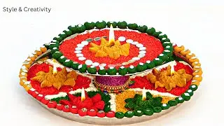 Aarti Thali Decoration Ideas Simple |Arti Thali Decoration With Atta | DIY | Diwali