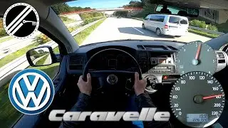 VW T5 2.5 TDI Caravelle 174 PS Top Speed Drive On German Autobahn No Speed Limit POV