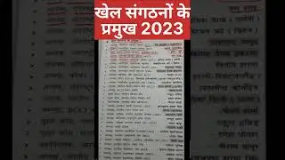 खेल संगठनों के प्रमुख 2023 Sports organization head 2023 Currentaffairs2023 #shorts #ytSHORT #short