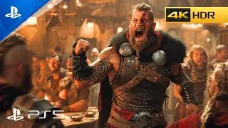 Atreus meets Thor at Tavern - Asgard - Ultra Graphics Gameplay God of War Ragnarok