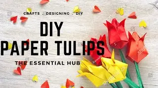 How To Make Paper Tulips. Origami Paper Tulips Tutorial. DIY crafts.