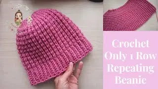 Crochet Only 1 Row Repeating Beanie / World's Easiest Beanie