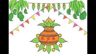 Ugadi festival drawing | How to draw Happy Ugadi festival greeting drawing
