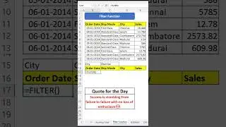 Day 16 Filter Function in Excel #exceltricks #excel #exceltutorial #vlookup #exceltips