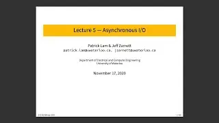 ECE 459 Lecture 5: Asynchronous I/O (Intro)