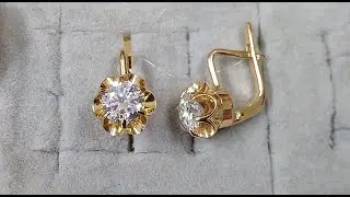 Золотые серьги СССР с бриллиантами Муассанит 2