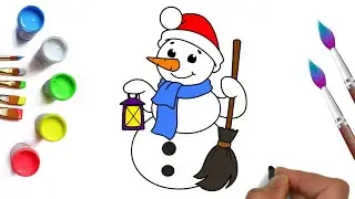 Winter drawings for children, we learn to draw a snowman, how to draw in stages easily for new year