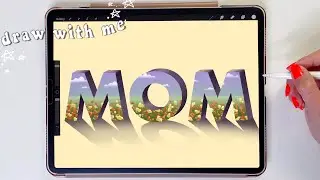 How to create 3D text in Procreate | Landscape on letters Procreate drawing tutorial