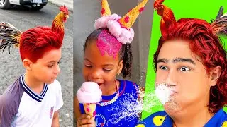 TRY NOT TO LAUGH: CRAZY HAIR DAY HAS GONE WAY OVER! *sign game