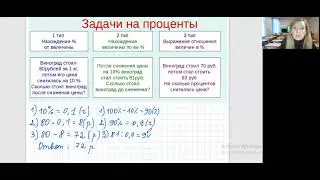 Решение задач на проценты.  Три типа задач на проценты. Математика 5 класс
