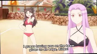 Rider plays volleyball in her swimsuit - Today's Menu for the Emiya Family