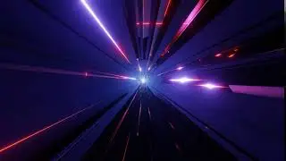 Fondo video luces de neón brillante, estructura metálica brillante  túnel de nave espacial abstracta