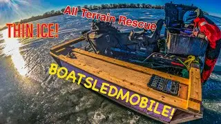 🇨🇦SKETCHY ICE - Sunk Snowmobile #BOATSLEDMOBILE #offroadrecovery  #brp #skidoo
