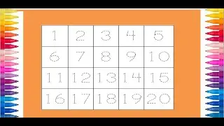 How to write numbers from 1 to 20 along the doted line with a colored felt pen. Learn numbers.