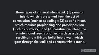 Criminal Intent in Law