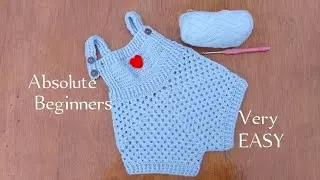 Easy Crochet Baby Granny Romper/Onesie/Short Dungarees Beginners Guide 0-3months #crochetbabyromper