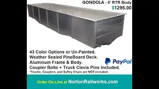 NortonRailworks.com - 5' Gondola Car RTR - 1/8" Scale - Backyard Railroad
