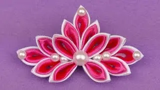 DIY Ribbon Kanzashi Flower Hair clip I Ribbon Flower Tutorial I How to