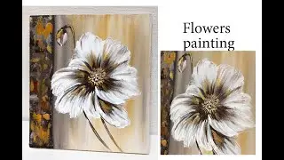 How to draw easy flowers painting / Demonstration /Acrylic Technique on canvas by Julia Kotenko