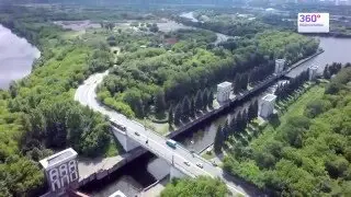 Аэросъемка Карамышевского шлюза (шлюз #9 канала им. Москвы)