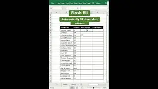Flash fill columns😎 | Autofill excel shorts| Shortcuts that Speed-up work 🚀