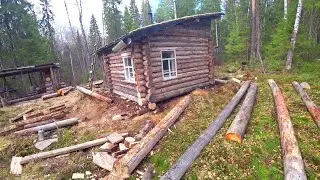 Ремонт таёжной избы. Трудный день позади. Бензопила барахлит. 8 серия /Ремонт второй избы 2023/