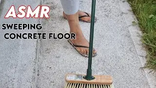 ASMR Sweeping, Scrubbing & washing the Concrete floor outside the Garden With Brush | No Talking