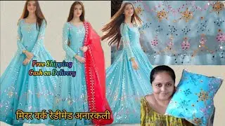 Mirror Work Anarkali Dress l Festive Wear Haul #kurti #anarkali #readymade @Navnitcreation