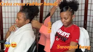 Criss Cross Rubberband Swooped Puff|Natural hair|simple😍