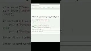 Check Anagram Strings in Python #python #coding #shorts #jawan #srk #datastructure #datascience