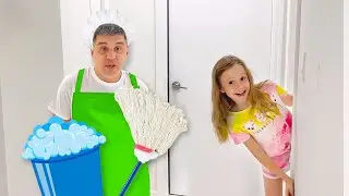 Nastya and her friends help a tired dad
