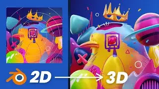 2D to 3D Illustration Timelapse Process| Blender 3D Modeling Tutorial for Beginner