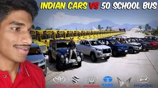 50 SCHOOL BUS VS INDIAN CAR RAMP CHALLENGE | GTA V GAMEPLAY